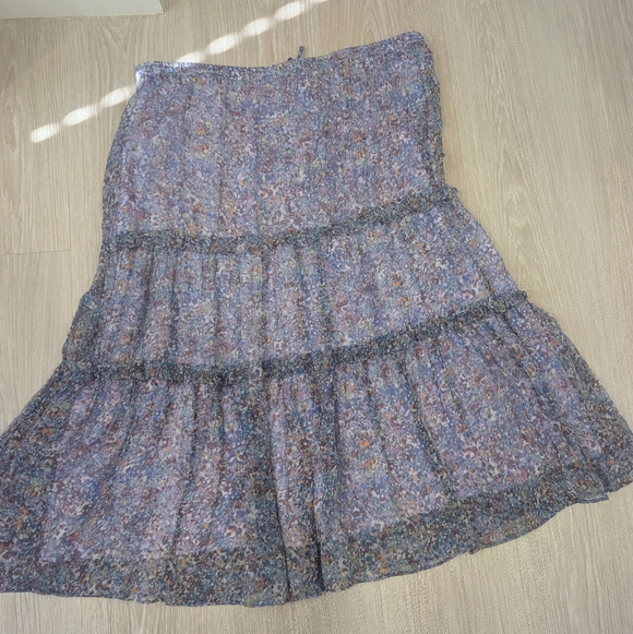 Anthropologie Purple Seurat Tiered Midi Skirt - Picture 10 of 14